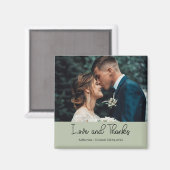 Sage Green Elegant Wedding Love and Thanks Photo Magneet (Voorkant / Achterkant)