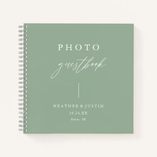 Sage Green Elegant Wedding Photo Guestbook Notitieboek