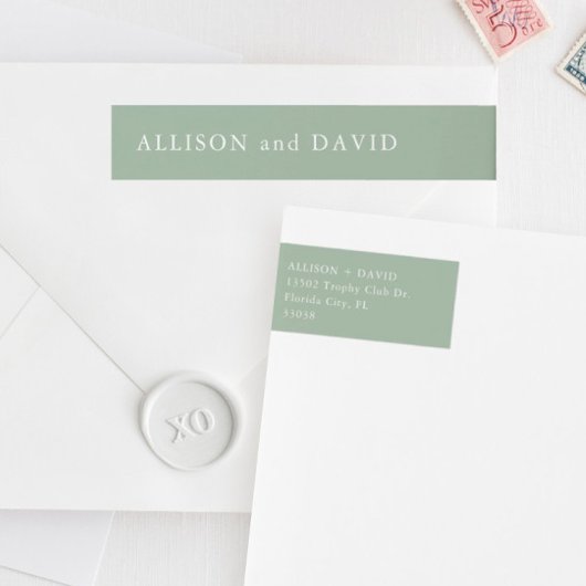 Sage Green Elegant Wedding Return Address