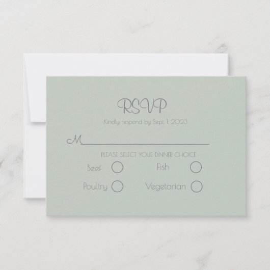 Sage Green Elegant Wedding RSVP Card (Voorkant)