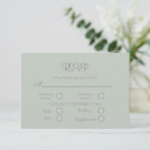 Sage Green Elegant Wedding RSVP Card Kaartje (Staand voorkant)