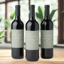 Sage Green Elegant Wedding Wijnfles Label