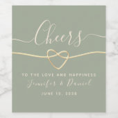 Sage Green Elegant Wedding Wijnfles Label Wijn Etiket (Enkel label)