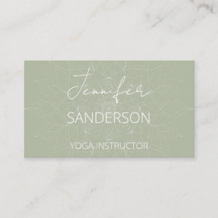 Sage Green Elegant Yoga Mandala Visitekaartje