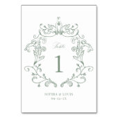 Sage Green Elegante  Barok Crest Wedding Kaart (Achterkant)