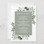 Sage Green Elegante Bloemen Alles in één bruiloft Kaart (Achterkant)