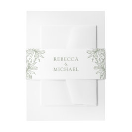 Sage Green Elegante Botanische Huwelijk Uitnodigingen Wikkel