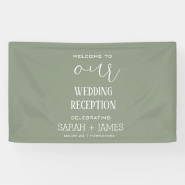 Sage Green Elegante bruiloft receptie Welkom Spandoek