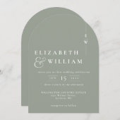 Sage Green Elegante Chic Monogram Trouwboog Kaart (Voorkant / Achterkant)