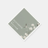Sage Green Elegante Chinoiserie Bloemenbruiloft Servet (Hoek)
