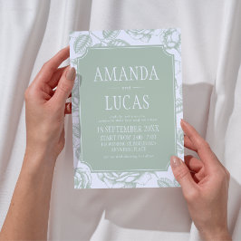 Sage Green Elegante Chinoiserie bruiloft Kaart
