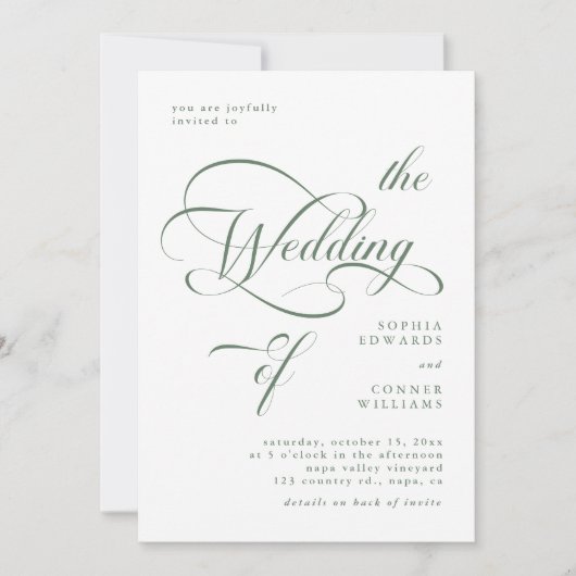 Sage Green Elegante Classy bruiloft alles in één Kaart (Voorkant)