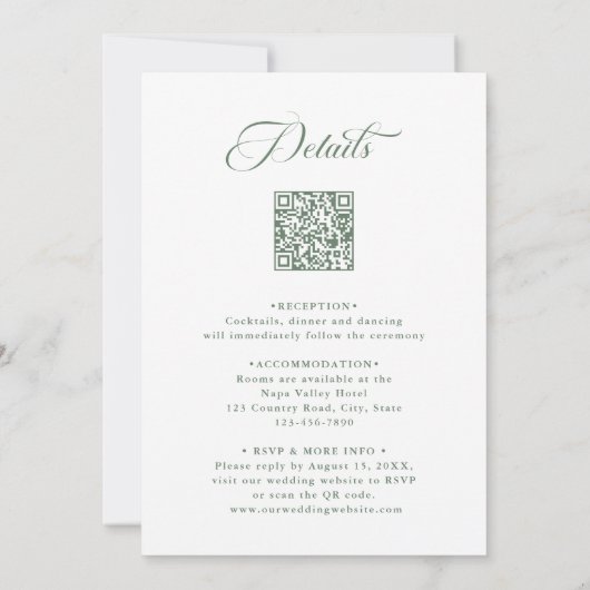 Sage Green Elegante Classy bruiloft alles in één Kaart (Achterkant)