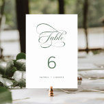 Sage Green Elegante Classy Calligraphy Wedding Kaart<br><div class="desc">Romantische en elegante swirly kalligrafie trouwtafel nummer. Voor meer geavanceerde aanpassing van dit ontwerp,  klikt u op de BLUE DESIGN TOOL BUTTON hierboven!</div>