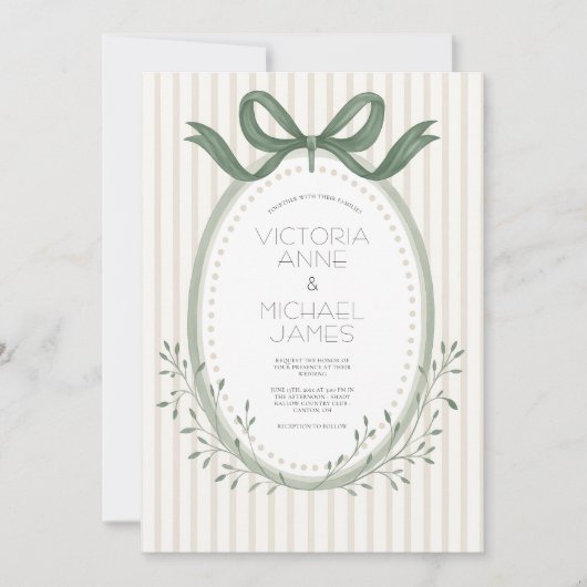  Sage Green Elegante Huwelijksuitnodiging Kaart (Voorkant)