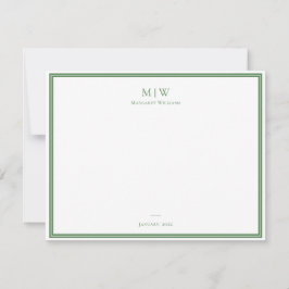 Sage Green Elegante Klassieke Monogram Professione Notitiekaartje