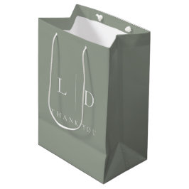 Sage Green Elegante Minimalistische Monogram Huwel Medium Cadeauzakje