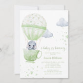 Sage Green Elephant Baby is Breedend Baby shower Kaart (Voorkant)