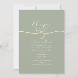 Sage Green Elopement & Receptie Uitnodigen Kaart