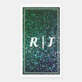 Sage Green Emerald Glitter Monogram Name Wedding Servet (Voorkant)