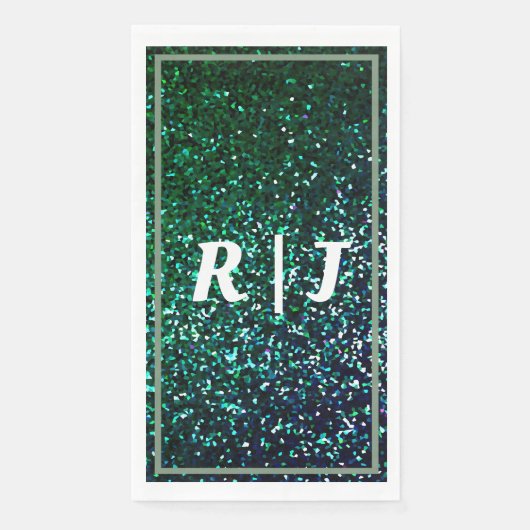 Sage Green Emerald Glitter Monogram Name Wedding Servet (Voorkant)