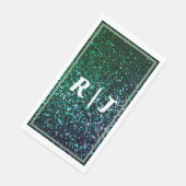 Sage Green Emerald Glitter Monogram Name Wedding Servet (Hoek)