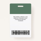 Sage Green Employee Name Business Logo Personeel L Badge (Achterkant)