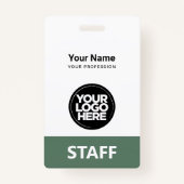 Sage Green Employee Name Business Logo Personeel L Badge (Voorkant)