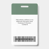Sage Green Employee Photo, Logo, Name Badge (Achterkant)