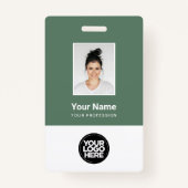 Sage Green Employee Photo, Logo, Name Badge (Voorkant)