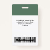 Sage Green Employee Photo, Logo, Name Badge (Achterkant)