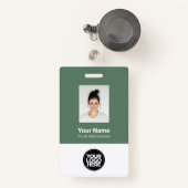 Sage Green Employee Photo, Logo, Name Badge (Voorkant met intrekbare)