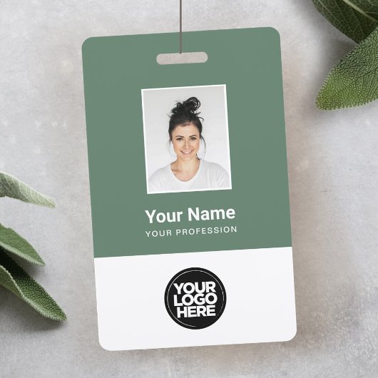 Sage Green Employee Photo, Logo, Name Badge