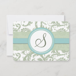 Sage Green en Aqua Damask Wedding RSVP