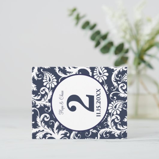 Sage Green en Aqua Table Number Briefkaart (Staand voorkant)