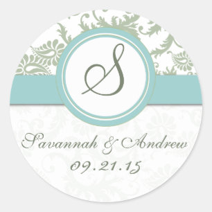 Sage Green en Aqua Wedding Sticker