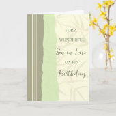 Sage Green en Beige Zoon in Recht Verjaardag Kaart (Gele Bloem)