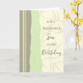 Sage Green en Beige Zoon Verjaardag Kaart (Gele Bloem)