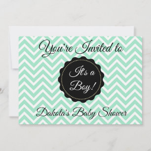 Sage Green en Black Boy Baby shower Uitnodiging