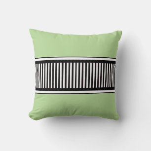 Sage Green en Black Polka Dot Lines Abstract Kussen