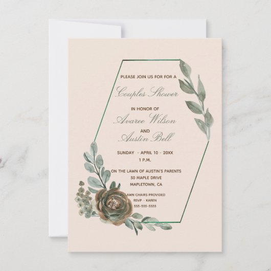 Sage Green en Blush Couples Wedding Shower Kaart (Voorkant)
