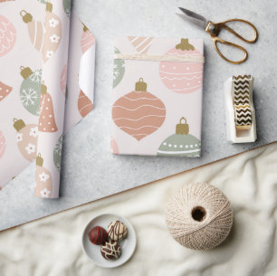  Sage Green en Blush Pink Ornamenten Cadeaupapier