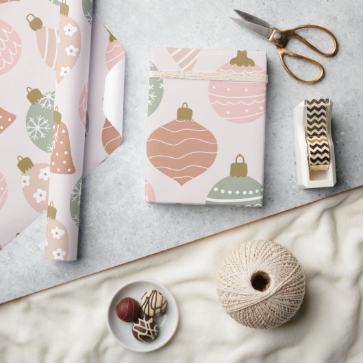  Sage Green en Blush Pink Ornamenten Cadeaupapier (Crafts)