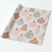  Sage Green en Blush Pink Ornamenten Cadeaupapier (Uitgerold)
