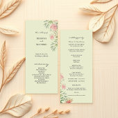 Sage Green en Blush Waterverf Rozen Programmakaart