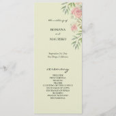 Sage Green en Blush Waterverf Rozen Programmakaart (Voorkant)