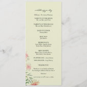 Sage Green en Blush Waterverf Rozen Programmakaart (Achterkant)