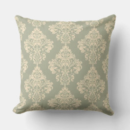 Sage Green en Cream Damask Pattern Kussen