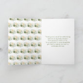 Sage Green en Cream Floral Baby shower Bedankkaart (Binnen)