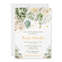 Sage Green en Cream Floral Baby shower